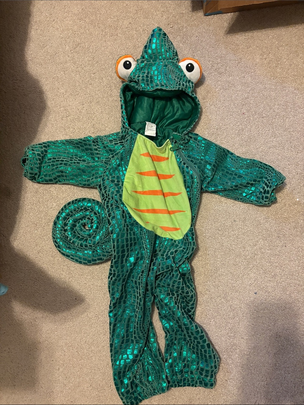 Green Chameleon Kids Costume with Hood and Tail Hilarious Pascal Tangled